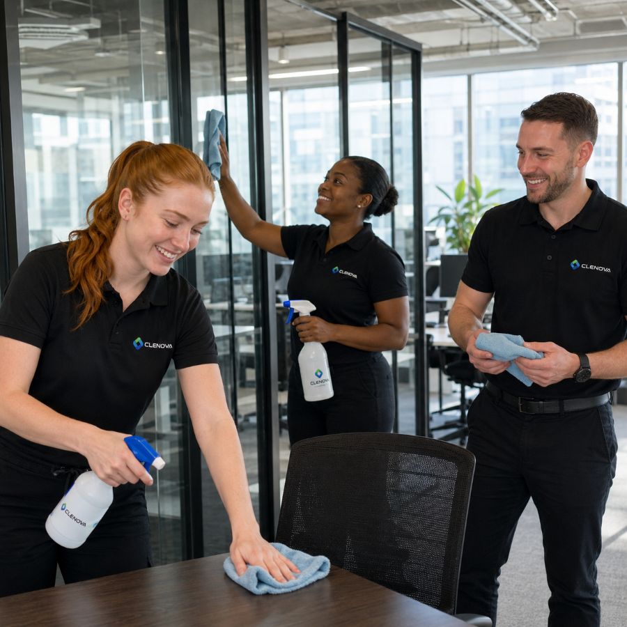 A Clenova Commercial Cleaning Team In Action - Illustrative Image