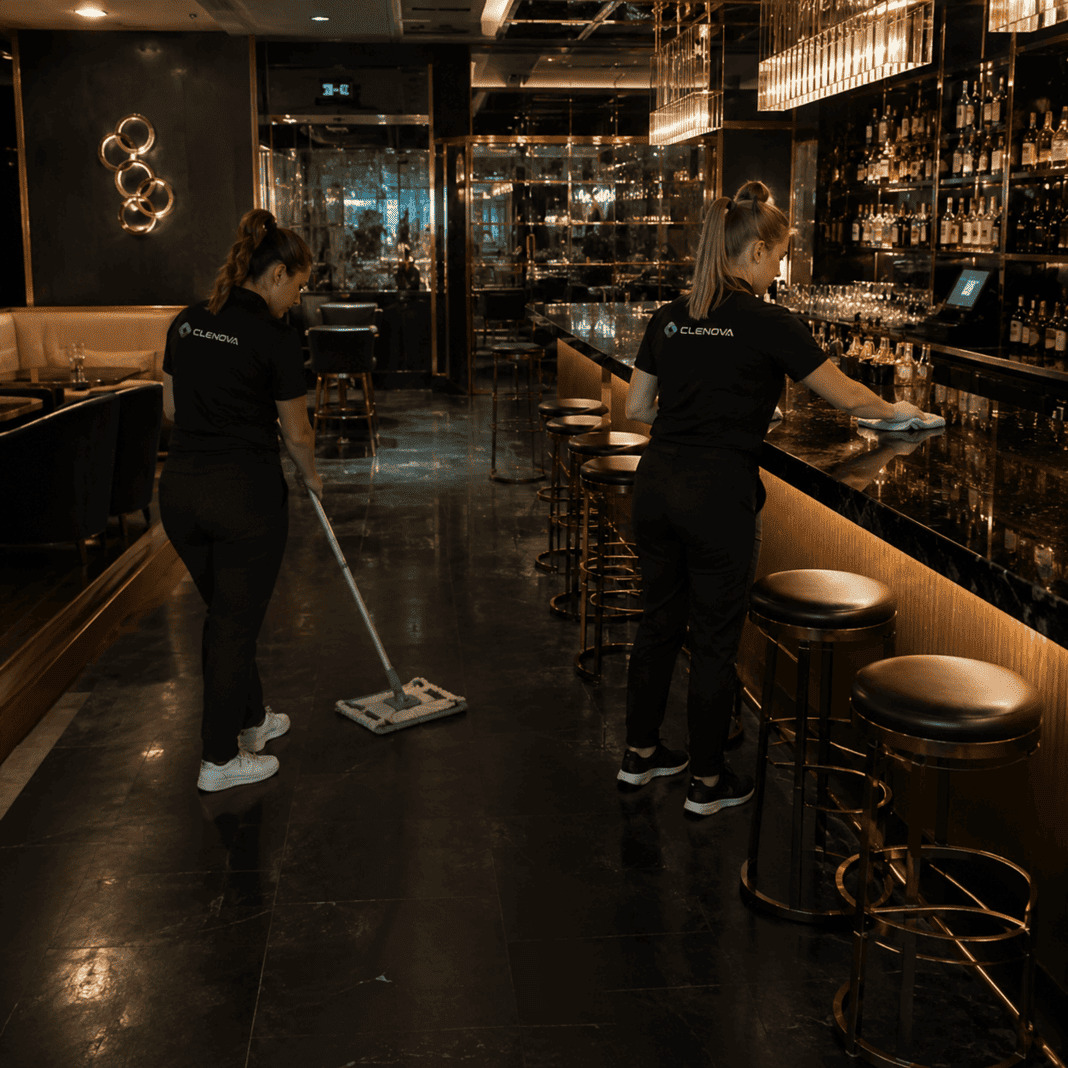 Bar and Nightclub Cleaning - Cleaning table - Illustrative Image