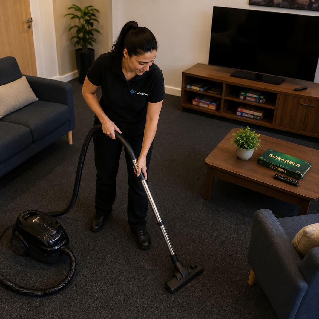 Care Home Cleaning of living room – Illustrative Image