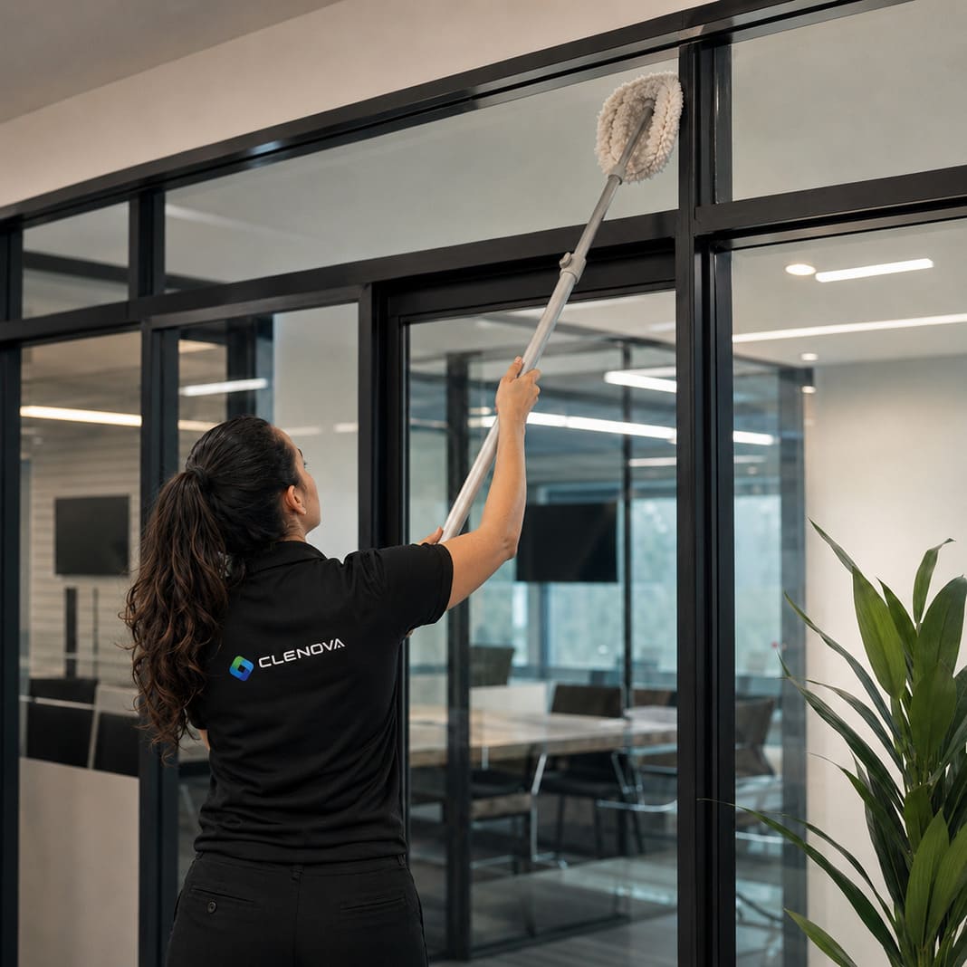High Level Cleaning in an office – Illustrative Image