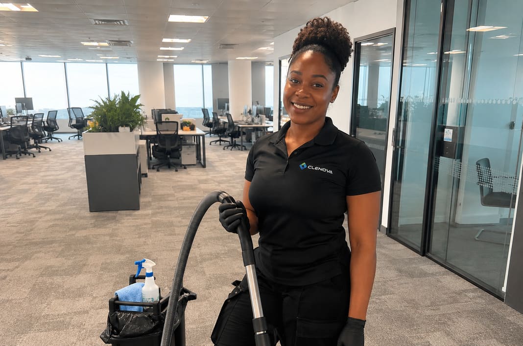 A photo of a Professional office cleaning service with commercial vacuum