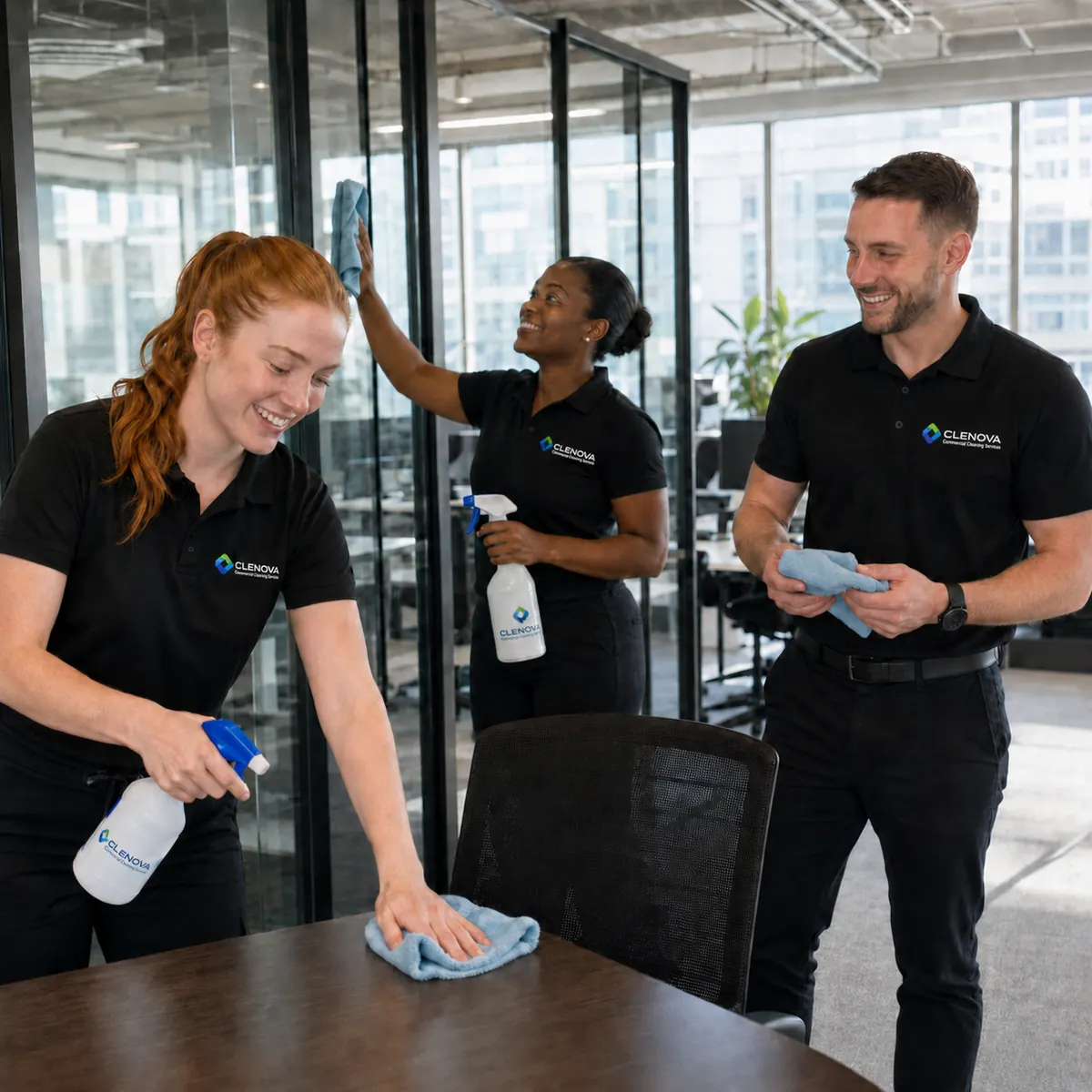 A Clenova Commercial Cleaning Team In Action - Illustrative Image