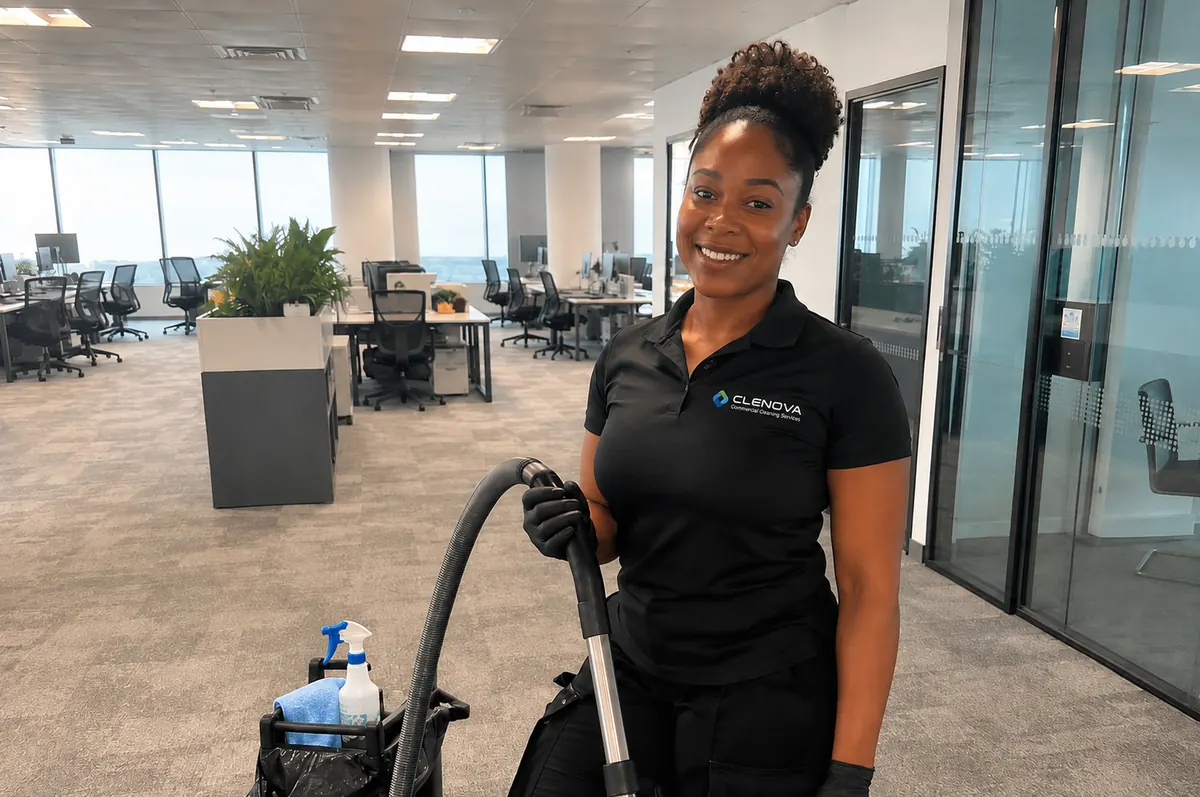 A photo of a Professional office cleaning service with commercial vacuum